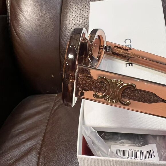 CELINE Triomphe 01 Sunglasses In Acetate BROWN CRYSTAL - Picture 5 of 7